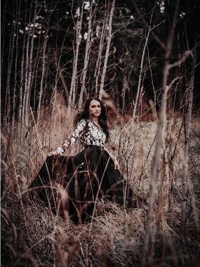 Black and White Floral Long Sleeve Fit-and-Flare Dress